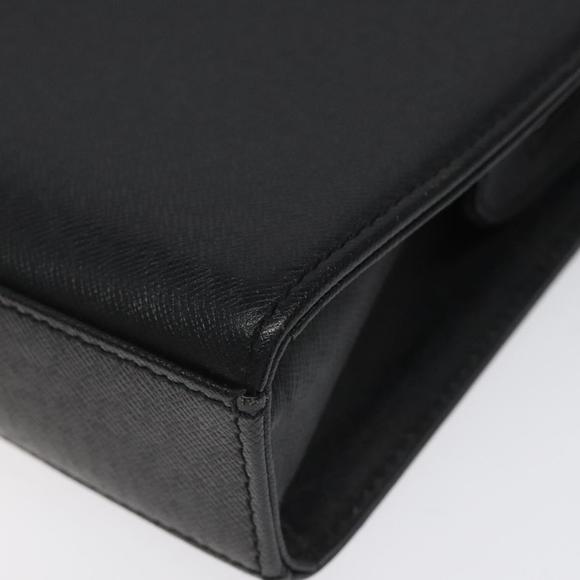 BURBERRY Clutch Bag Leather Black Silver Auth nb403 - Picture 7 of 16